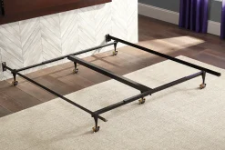 Adjustable Queen/King Steel Bed Rails with Locking Casters - 600-lb. Capacity