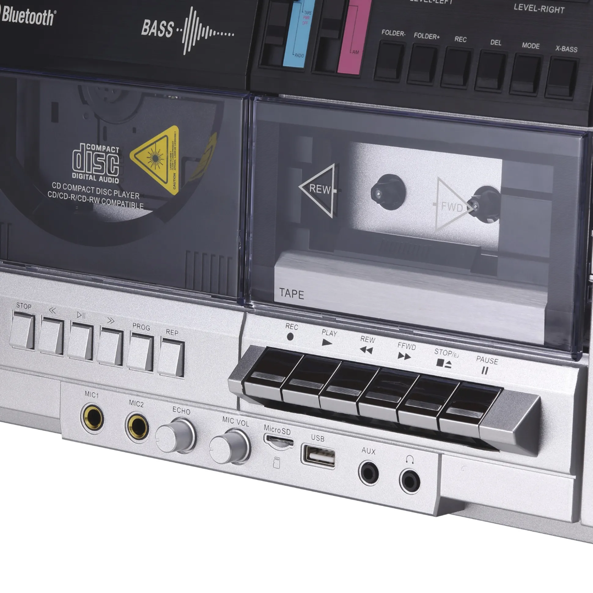 AIWA Retro Bluetooth Boom Box with CD & Cassette Player