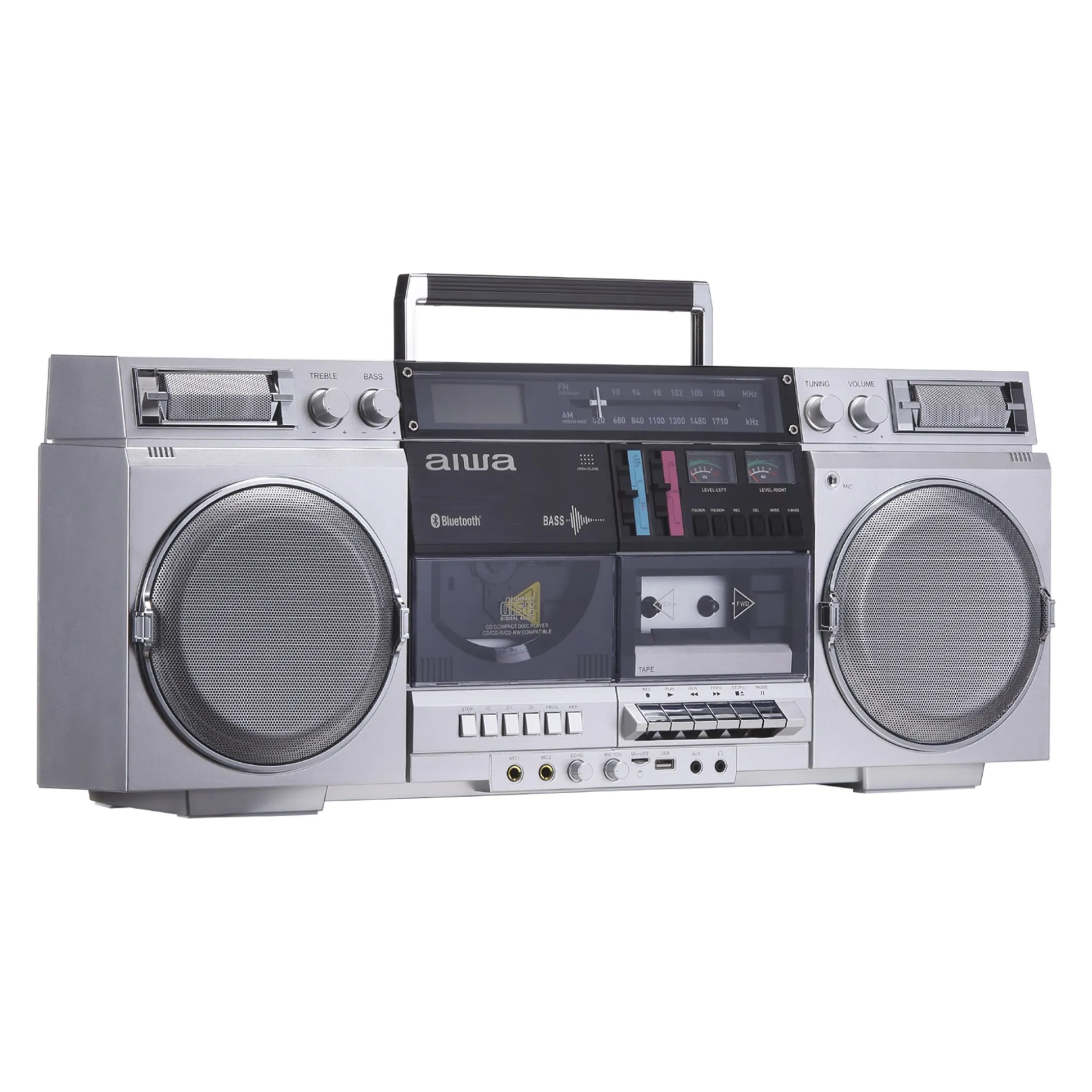 AIWA Retro Bluetooth Boom Box with CD & Cassette Player