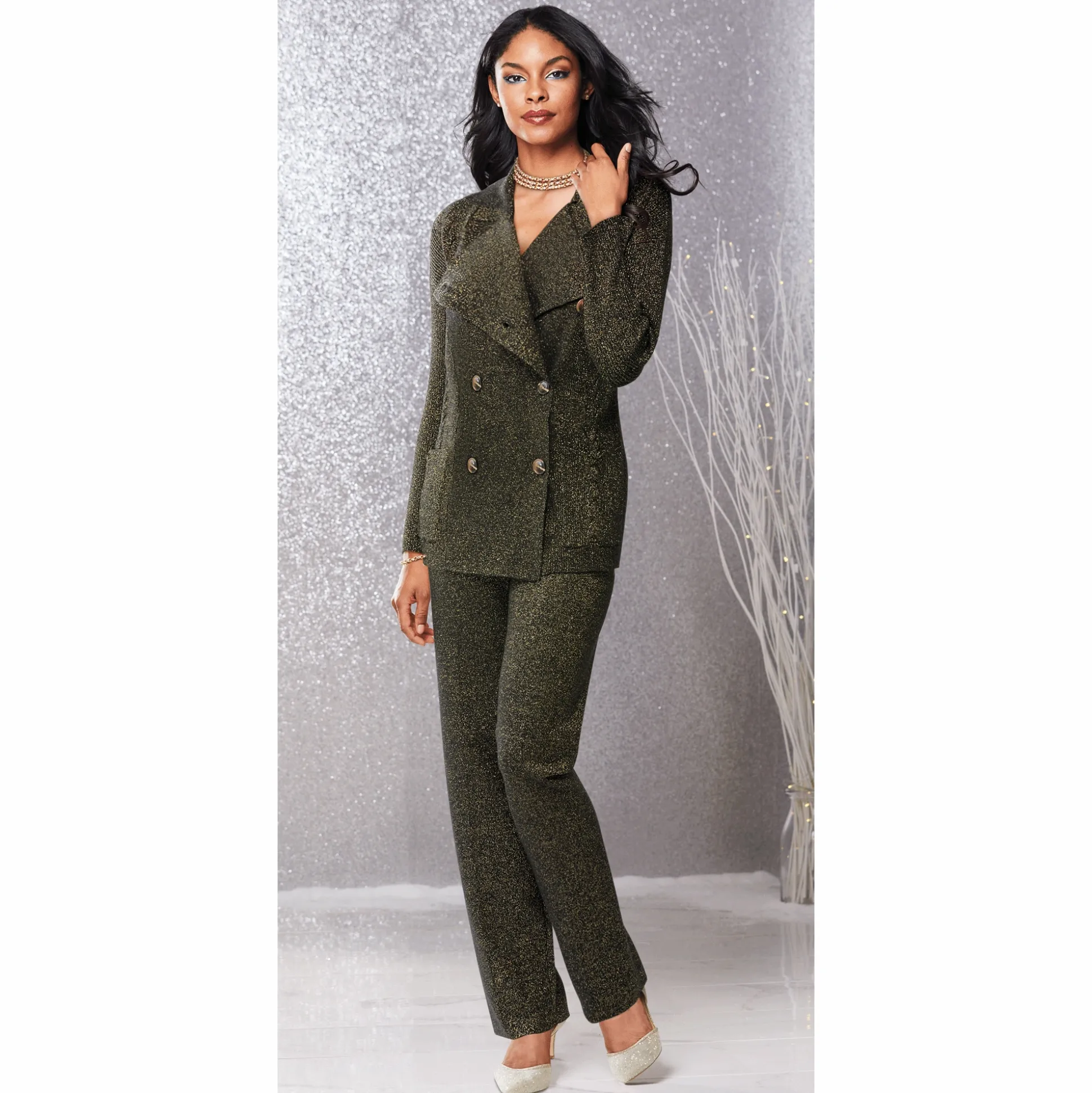 Aleyna 2-Piece Women's Sweater Set with Blazer-Style Jacket