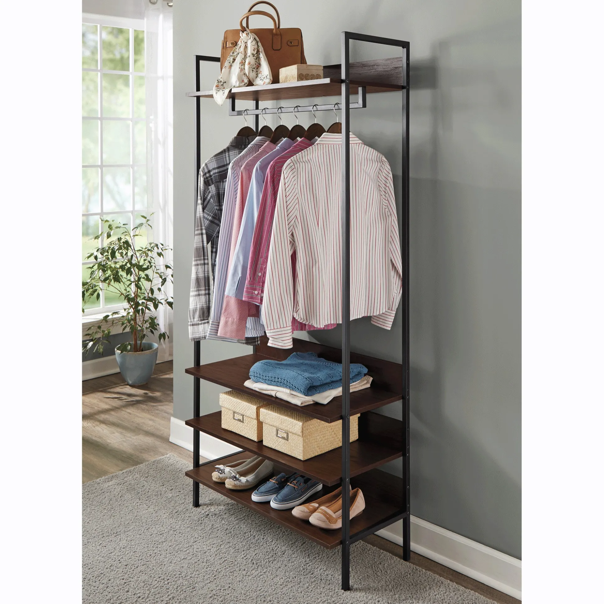 Allestire Garment Rack with Shelves