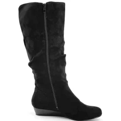 Amanda D'Laurie Tall Scrunch Boot: Rich Suede Look with 1" Wedge Heel