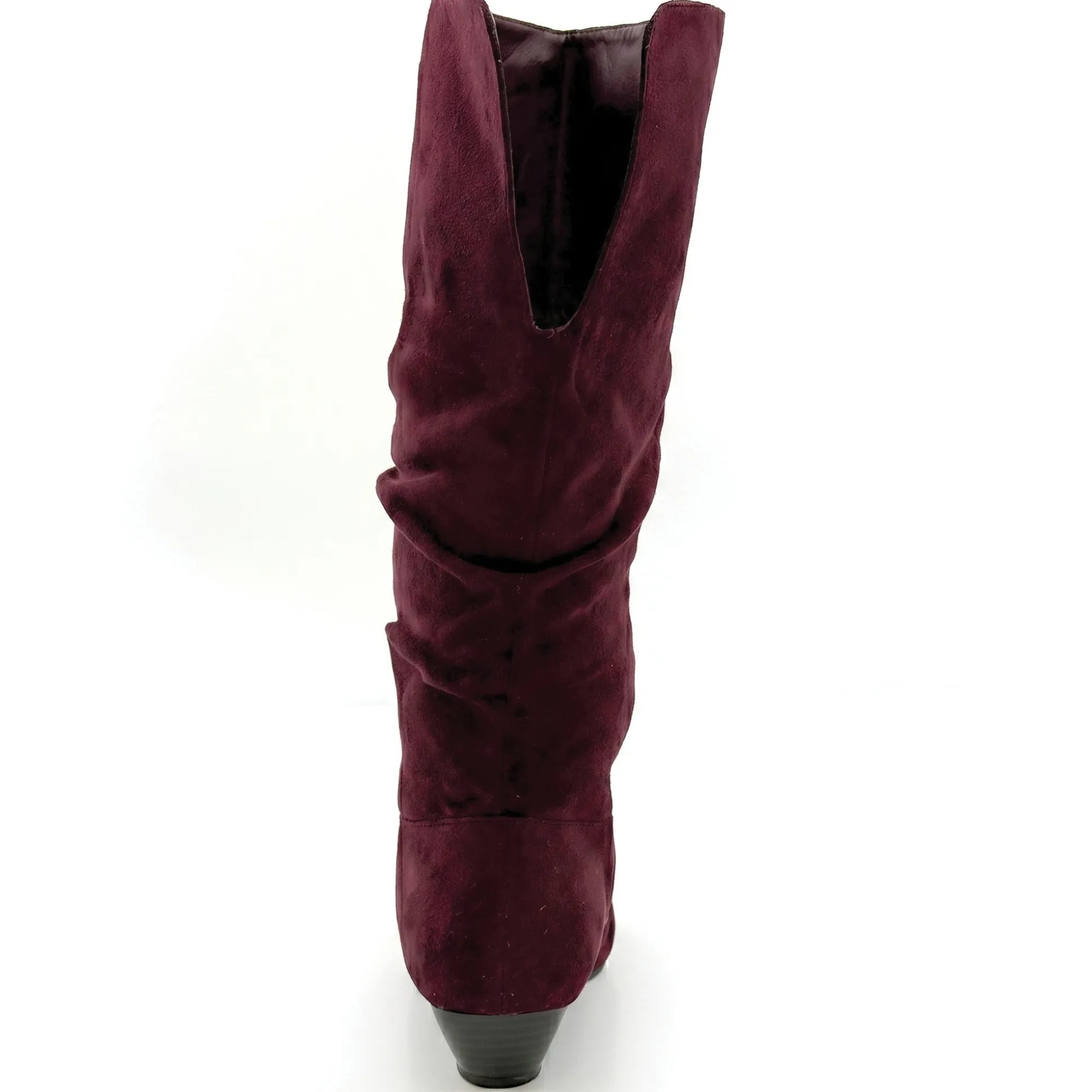 Amanda D'Laurie Tall Scrunch Boot: Rich Suede Look with 1" Wedge Heel