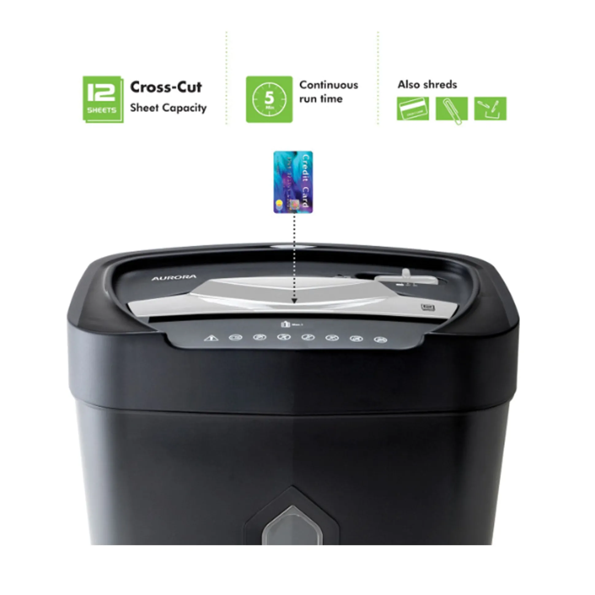 Aurora 12-Sheet Anti-Jam Crosscut Shredder