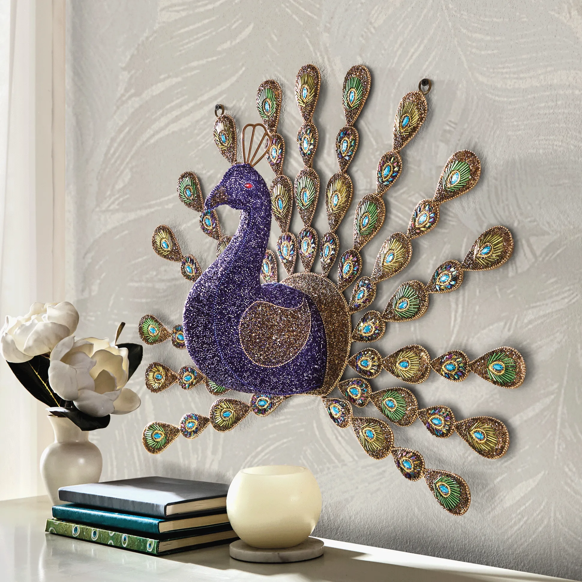 Beaded Peacock Wall Décor