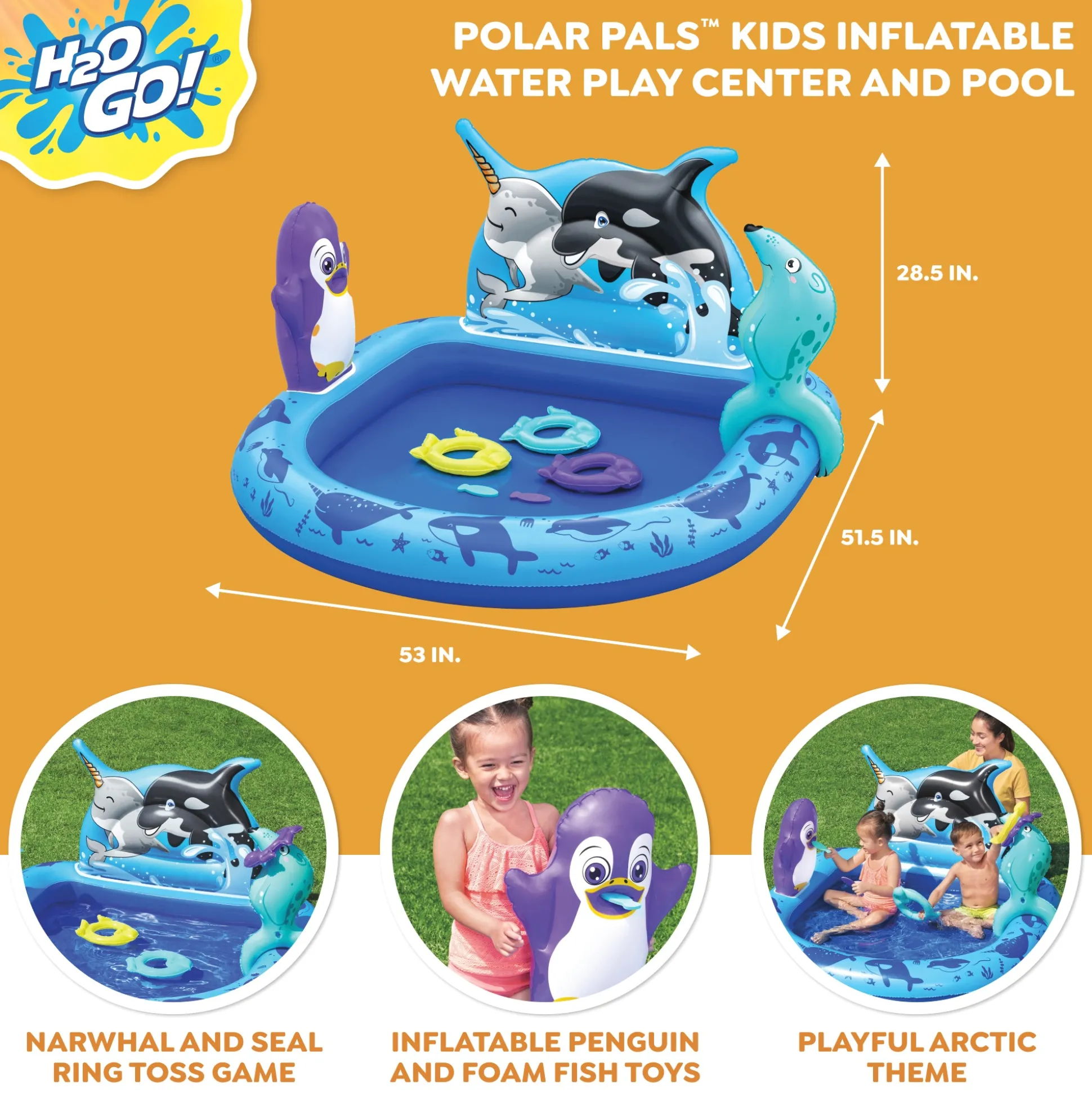 Bestway H2OGO! Polar Pals Kids Inflatable Water Play Center