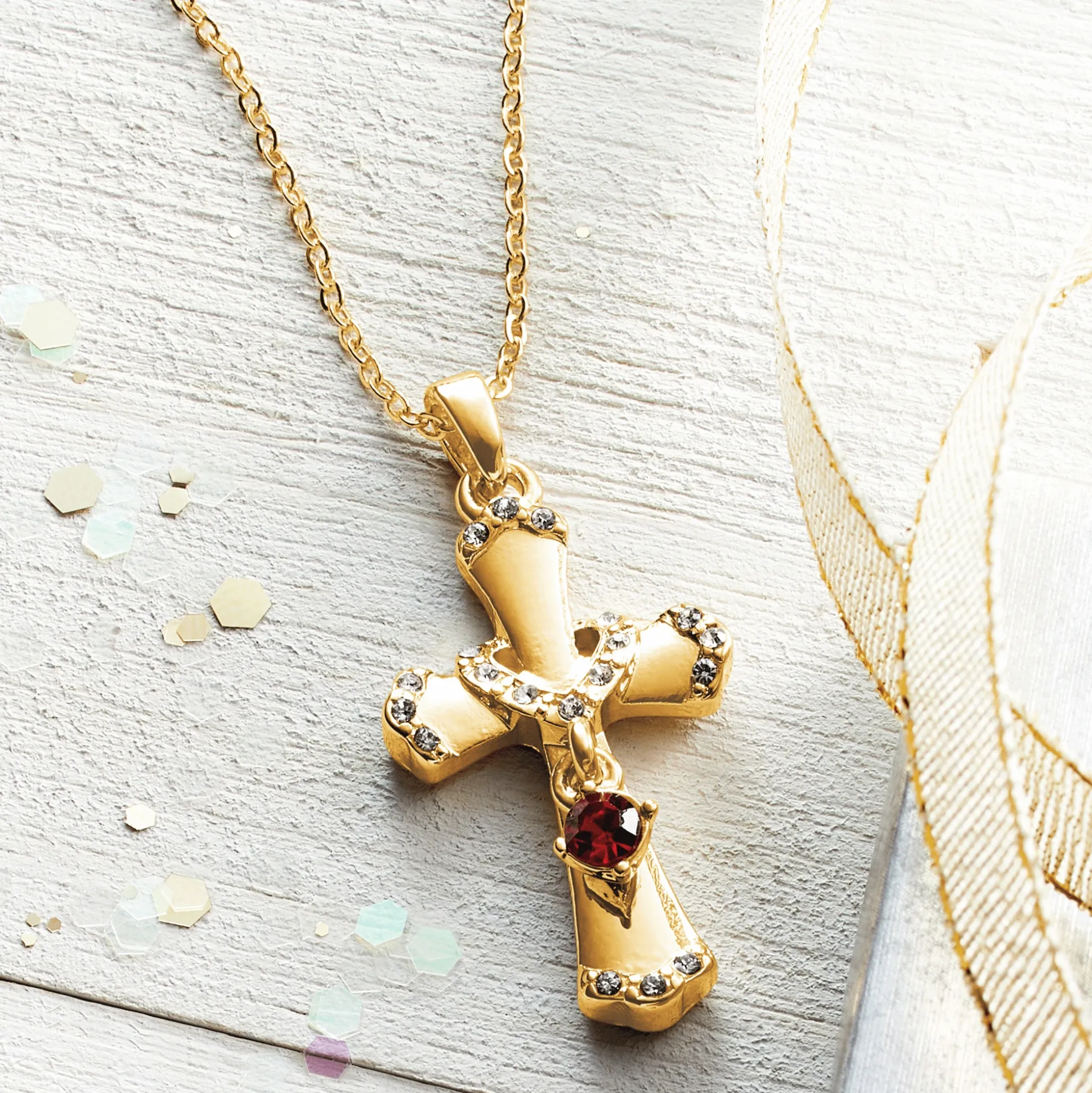 Birthstone Cross/Heart Pendant