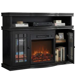 Black Media Fireplace with Remote