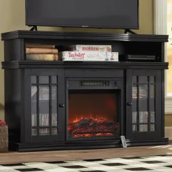 Black Media Fireplace with Remote