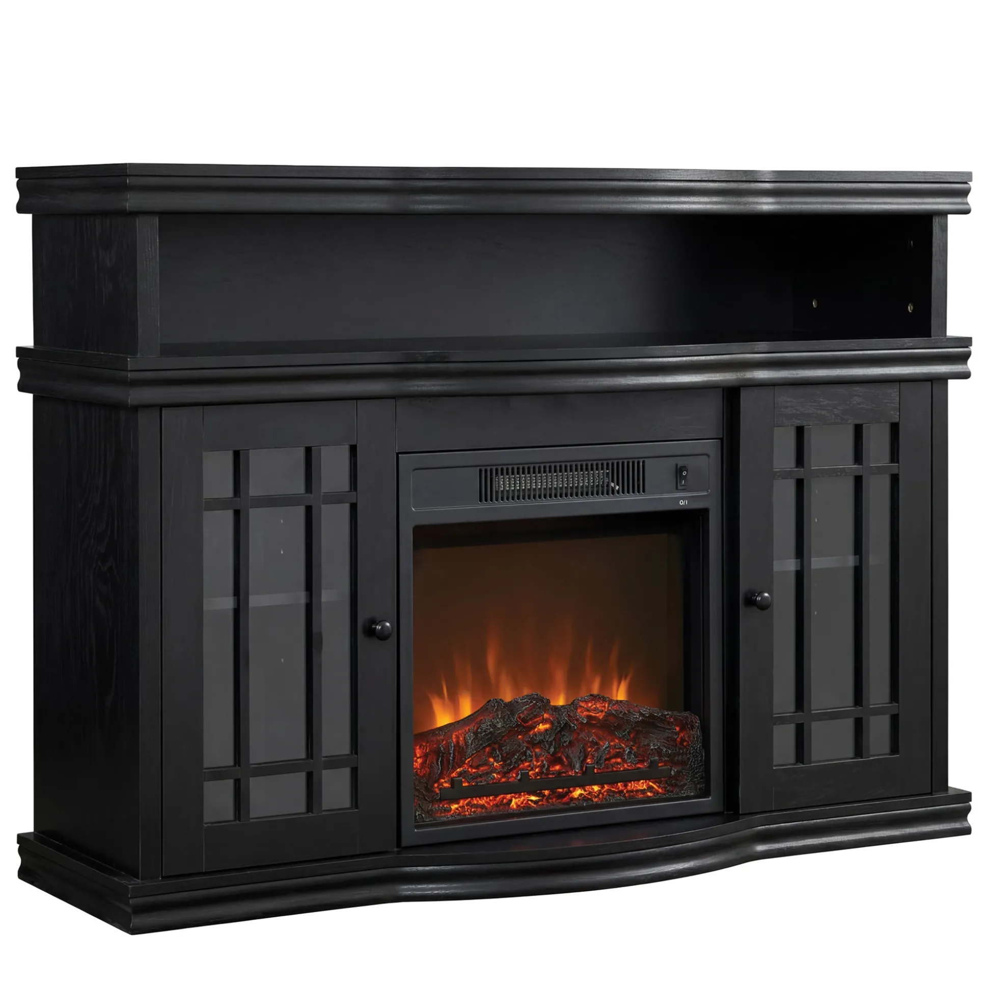 Black Media Fireplace with Remote