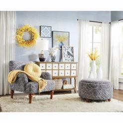 Blue Floral and Dot Base Table Lamp