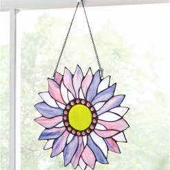 Bright Stained Glass Flower Window Hanging