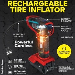 Bullseye Pro Rechargeable Tire Inflator