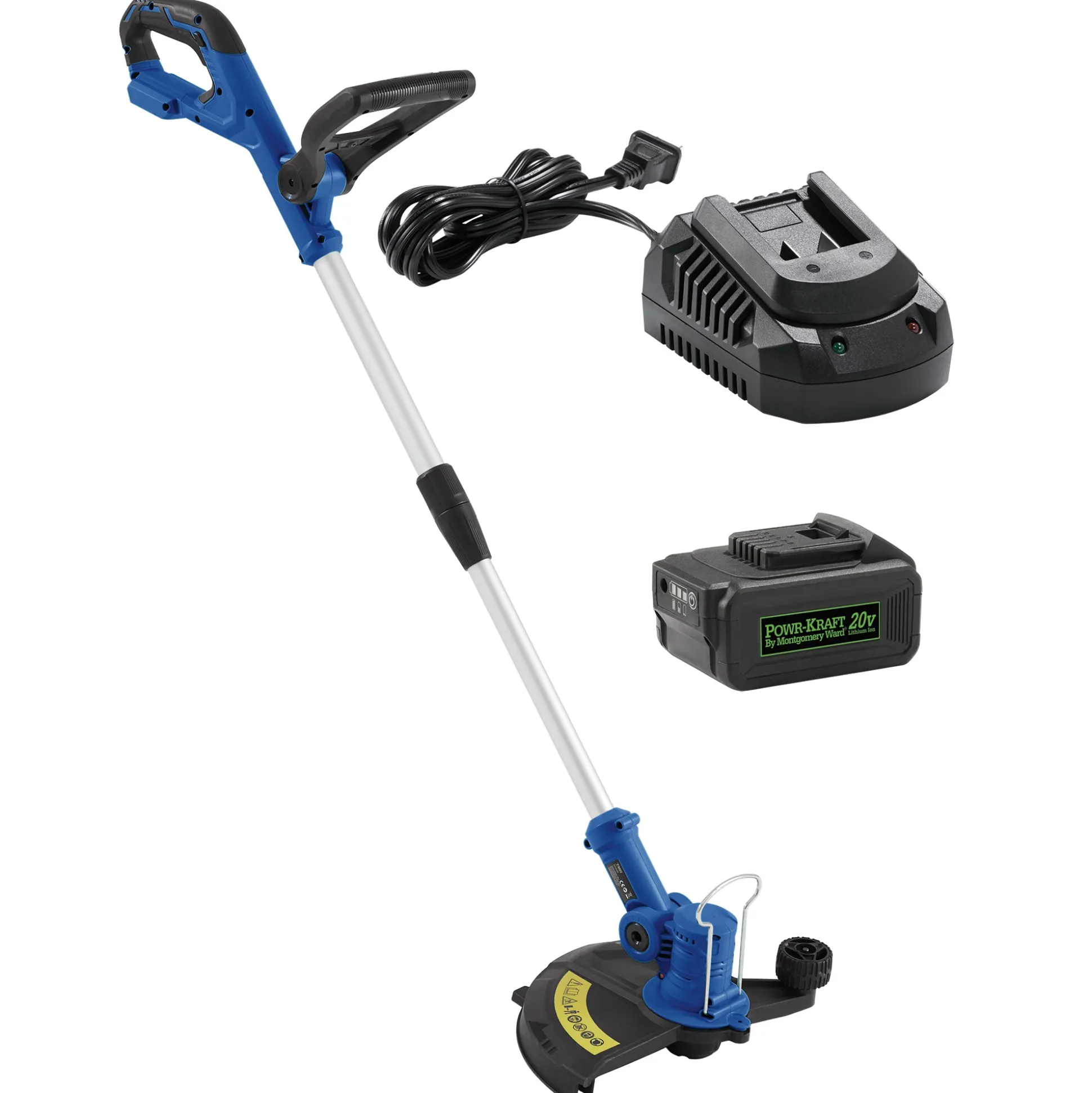 Bundle and Save Pack: Powr-Kraft 20V String Trimmier with 4.0Ah Lithium-Ion Battery & Charger by Montgomery Ward