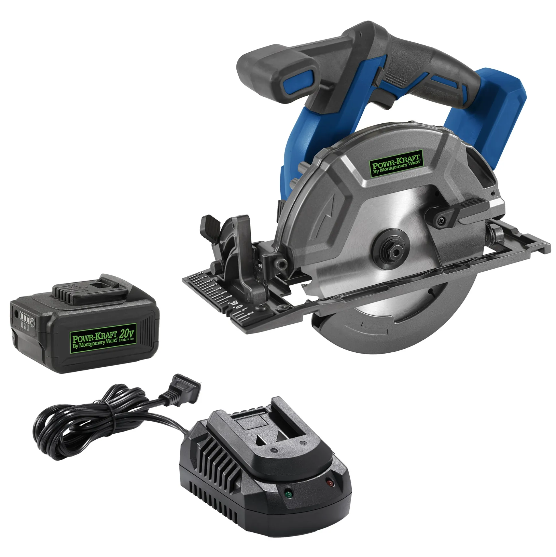 Bundle and Save Pack: Powr-Kraft 20V Circular Saw with 4.0Ah Lithium-Ion Battery & Charger by Montgomery Ward