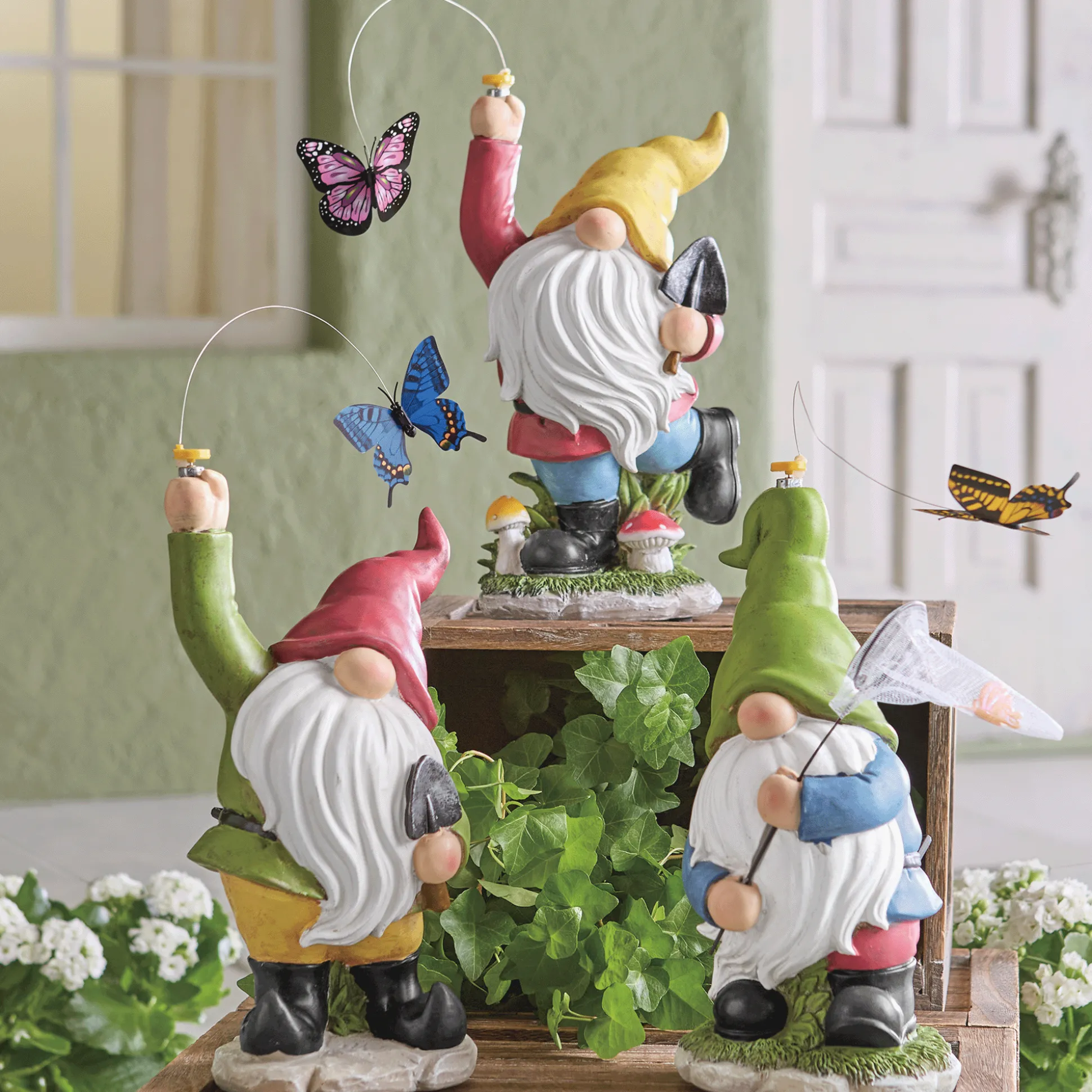 Butterfly Catching Solar Gnomes