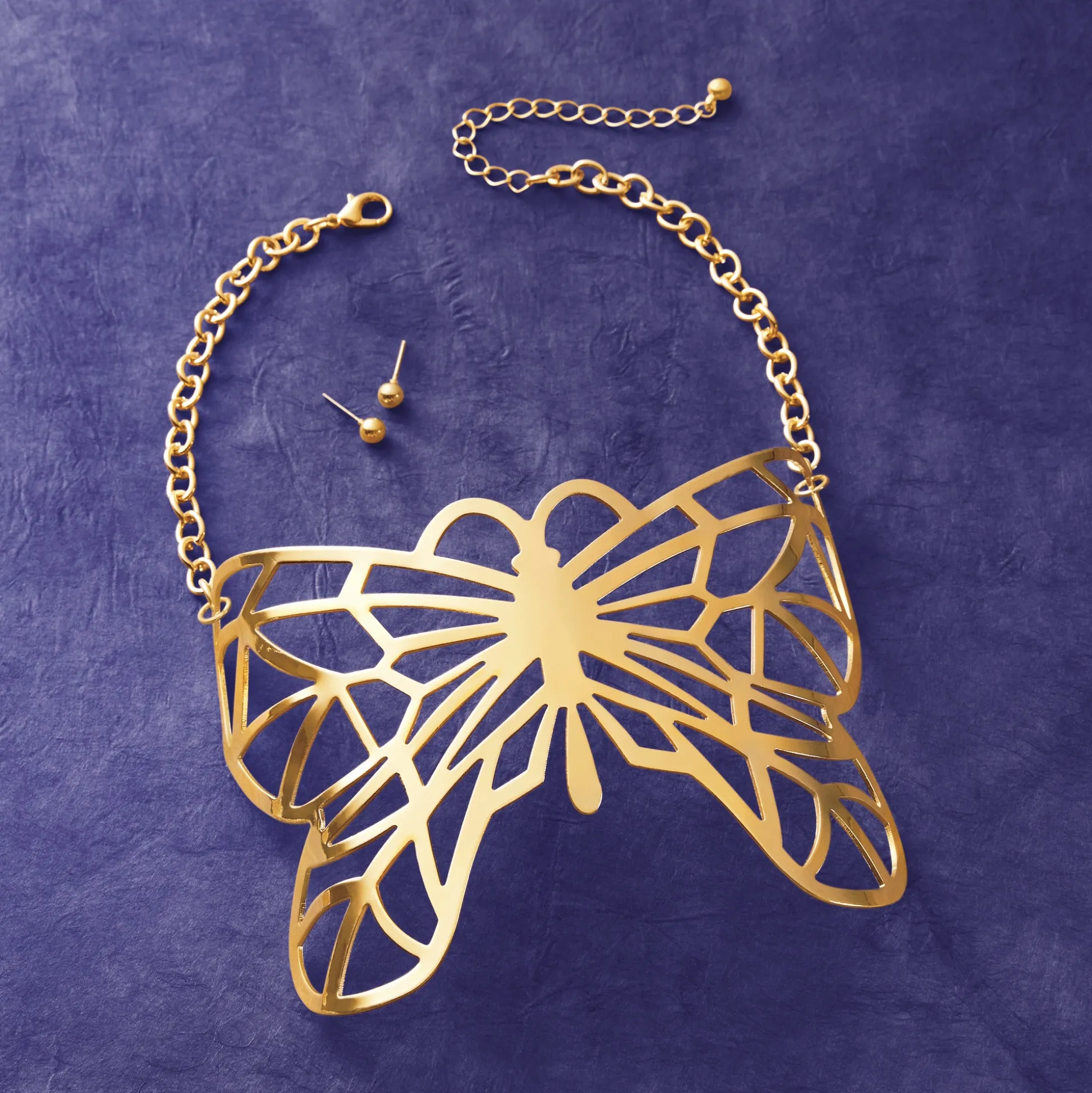Butterfly Metal Cutout Choker & Earring Set