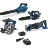 Buy All and Save Pack: Powr-Kraft 20V Blower, Circular Saw, Reciprocating Saw, Chainsaw with 4.0Ah Lithium-Ion Battery & Charger by Montgomery Ward