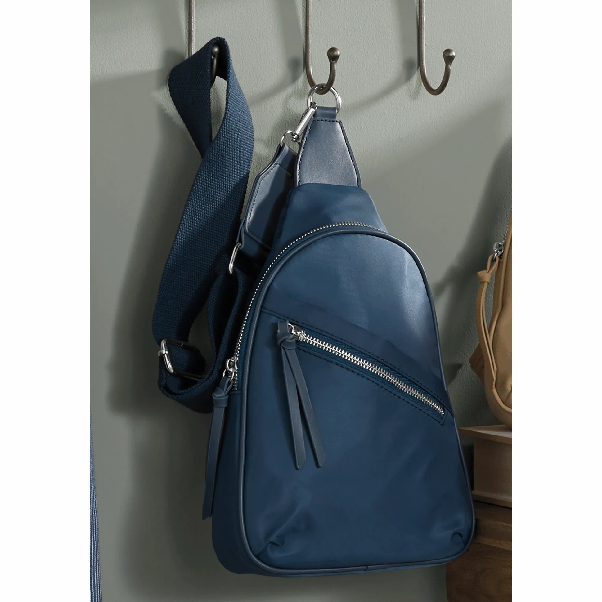 Canvas Slingbag with Zip Closures and Durable Nylon