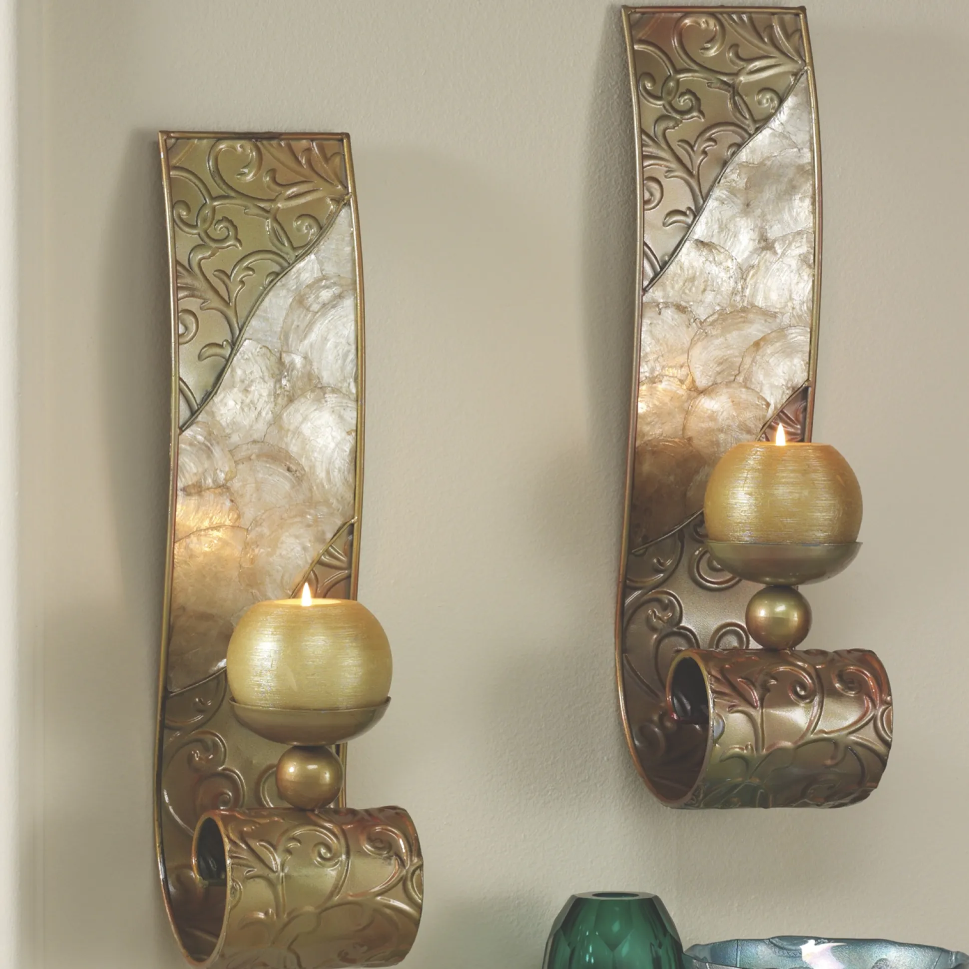Capiz Wall Sconce Pair