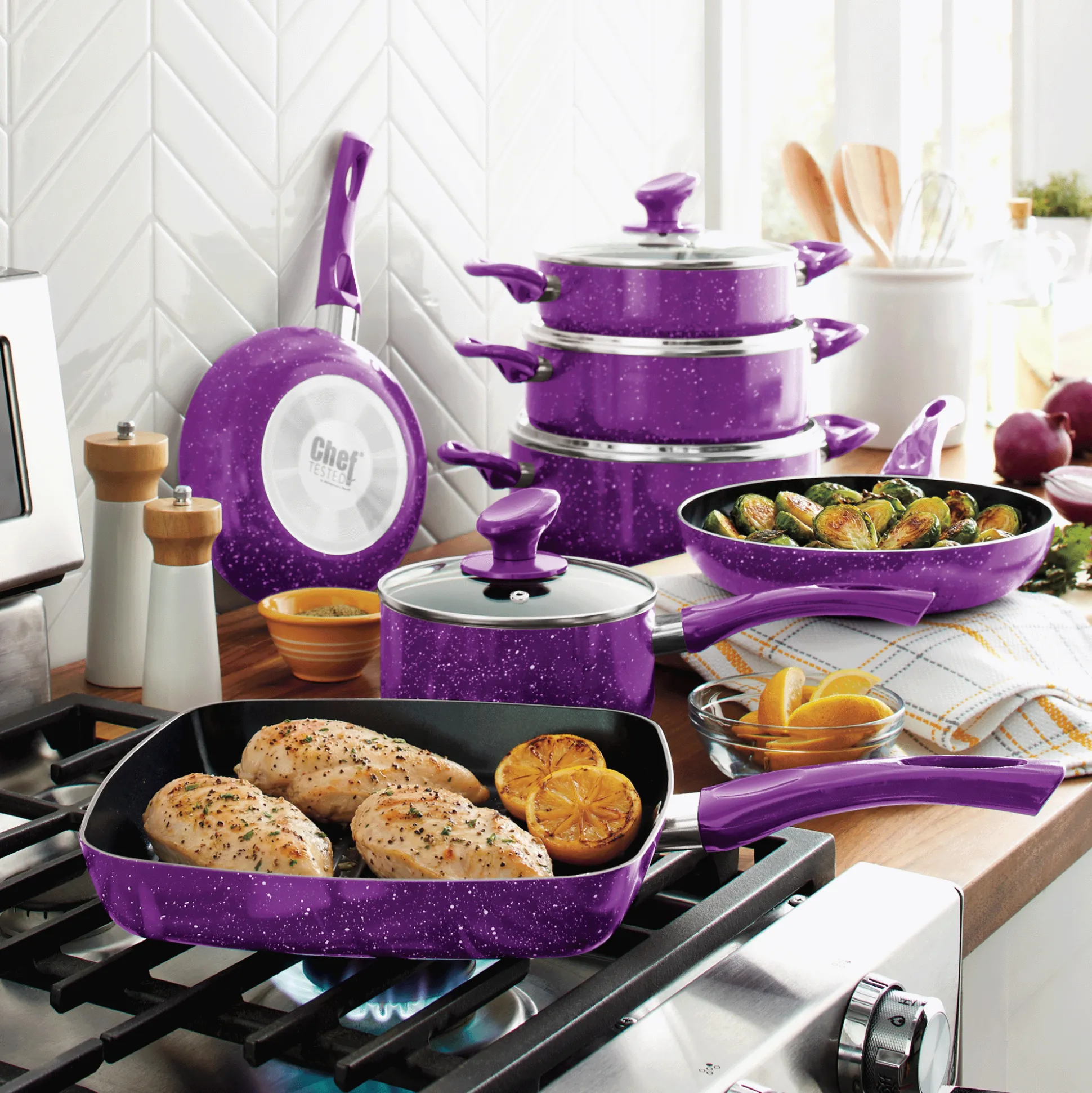 Chef Tested 11-Piece Granite Ceramic Nonstick Cookware Set