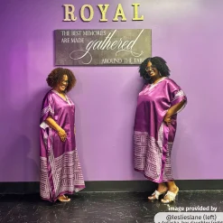 Chi Women's Long Caftan with Regal Border Print