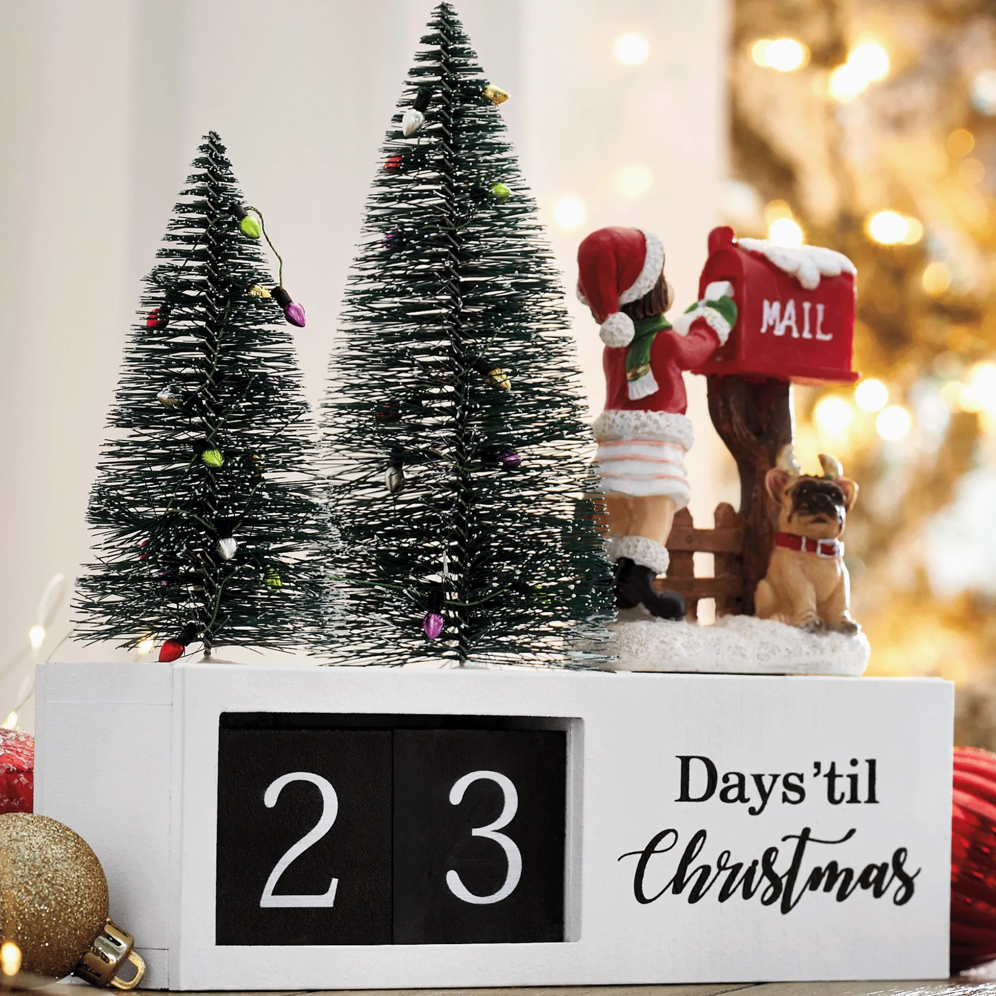 Christmas Countdown with Bottlebrush Trees