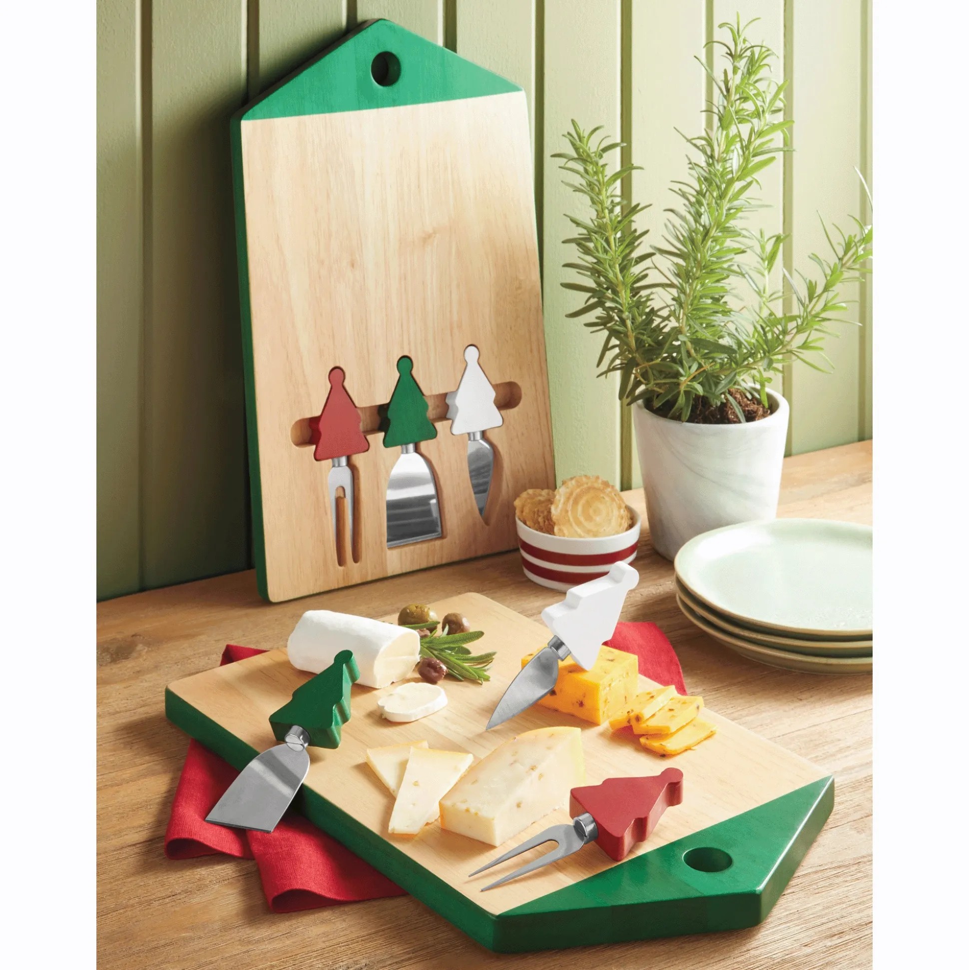 Christmas Serving Board with Utensils