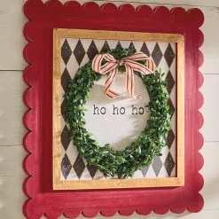 Christmas Wall Art with Scalloped Frame