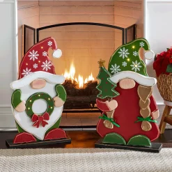 Chunky Wood Lit Christmas Gnome