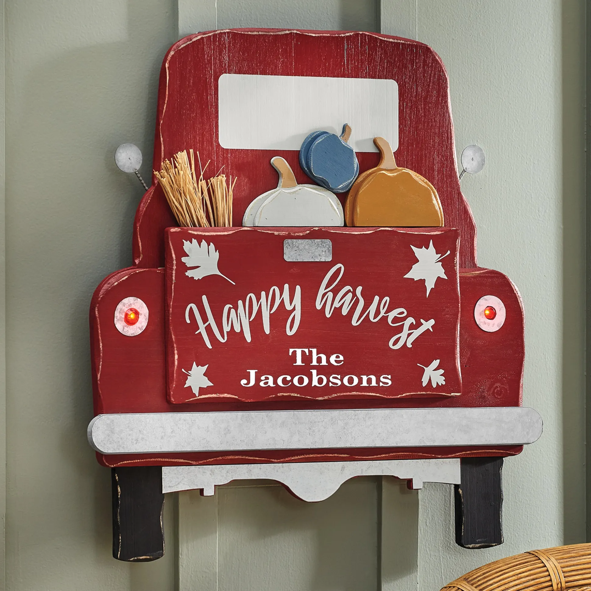 Chunky Wood Lit Harvest Truck Wall Décor