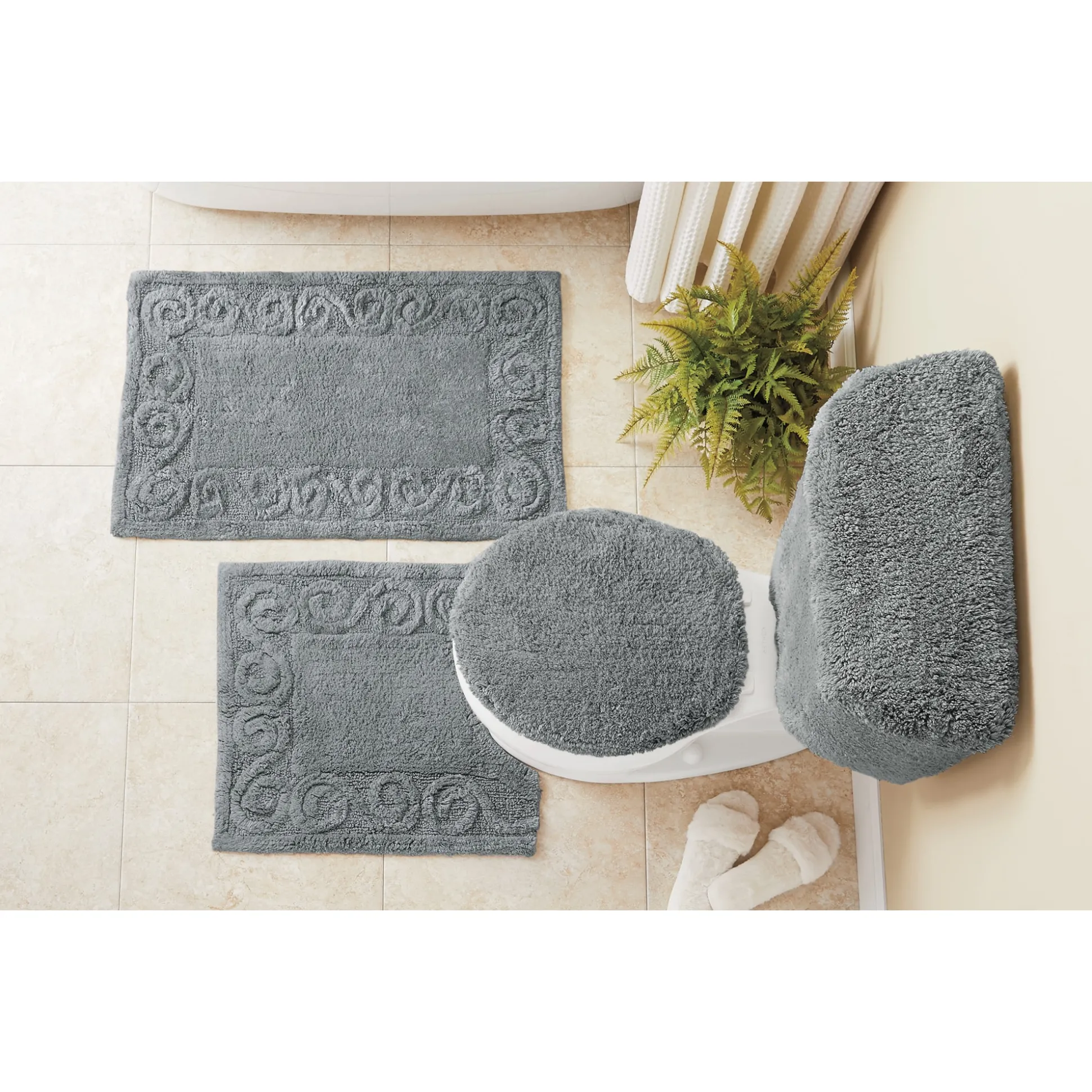 Color Connection 5-Piece Cotton Bath Rug & Toilet Cover Set