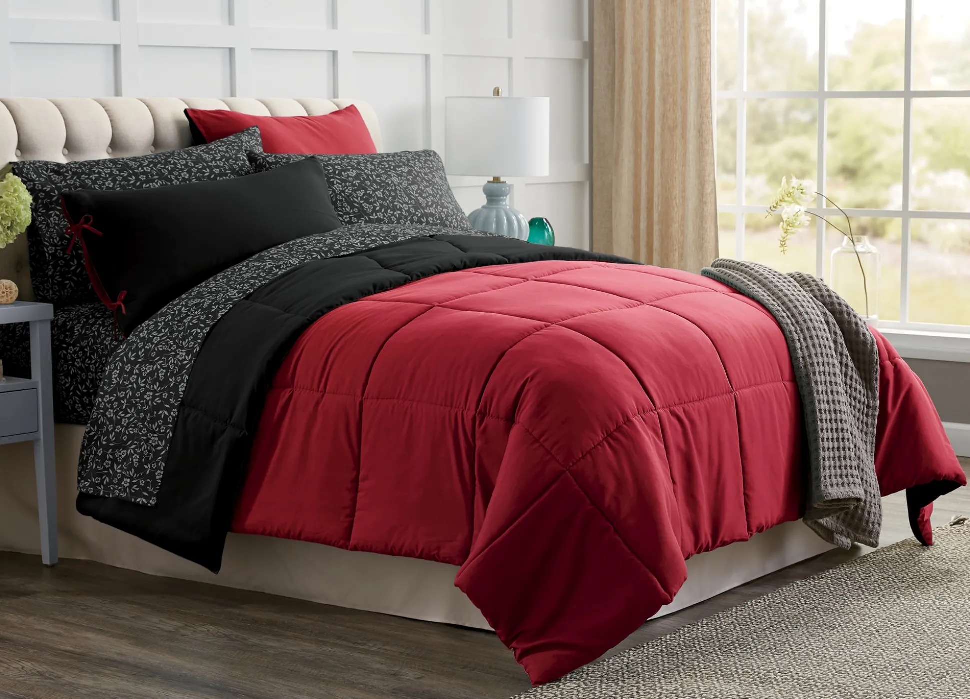 Color Connection Reversible Solid Down-Alternative Comforter Set