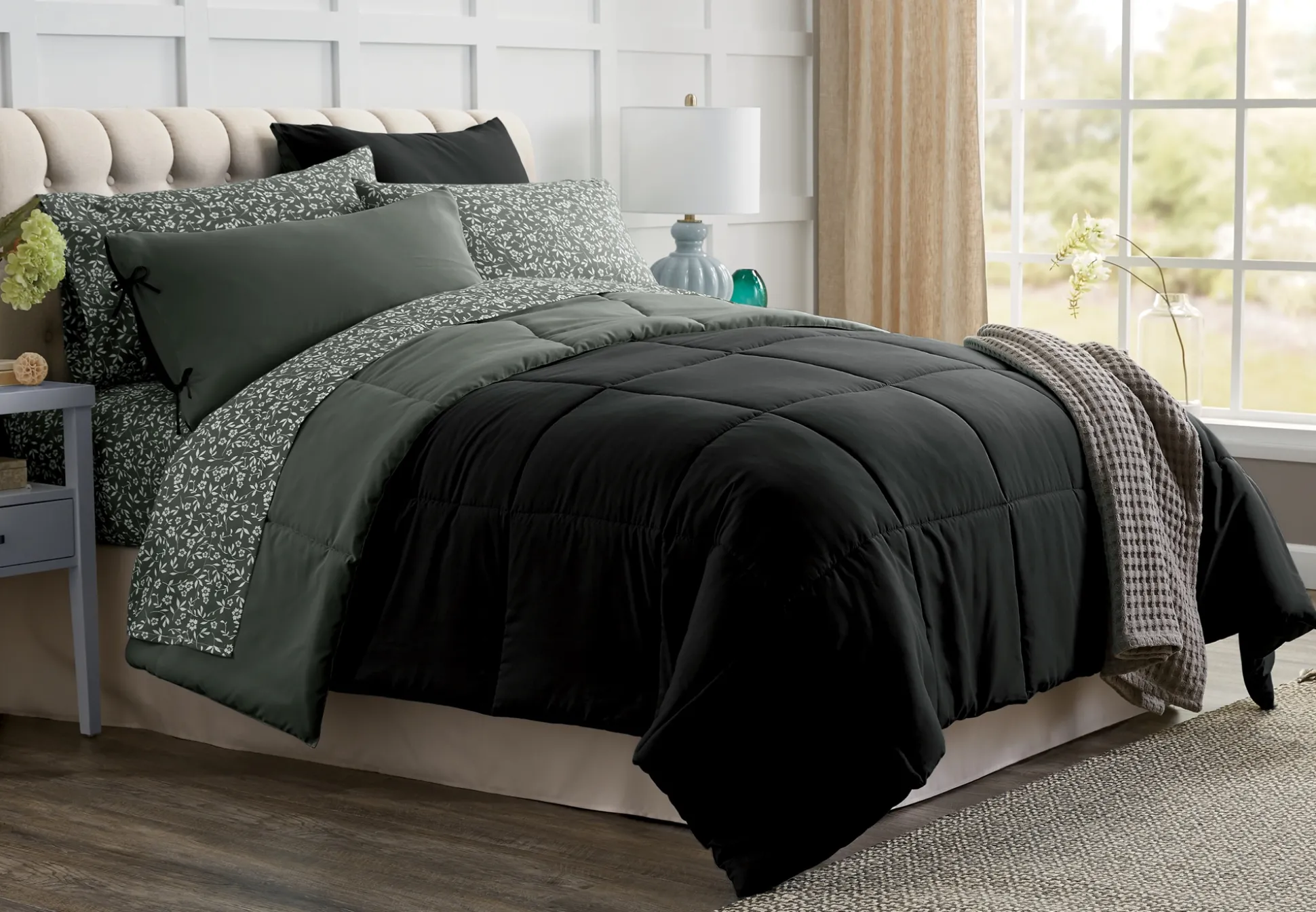 Color Connection Reversible Solid Down-Alternative Comforter Set
