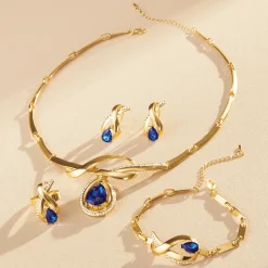 Color Crystal Necklace, Bracelet, Earring & Ring Set