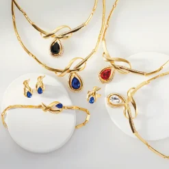 Color Crystal Necklace, Bracelet, Earring & Ring Set
