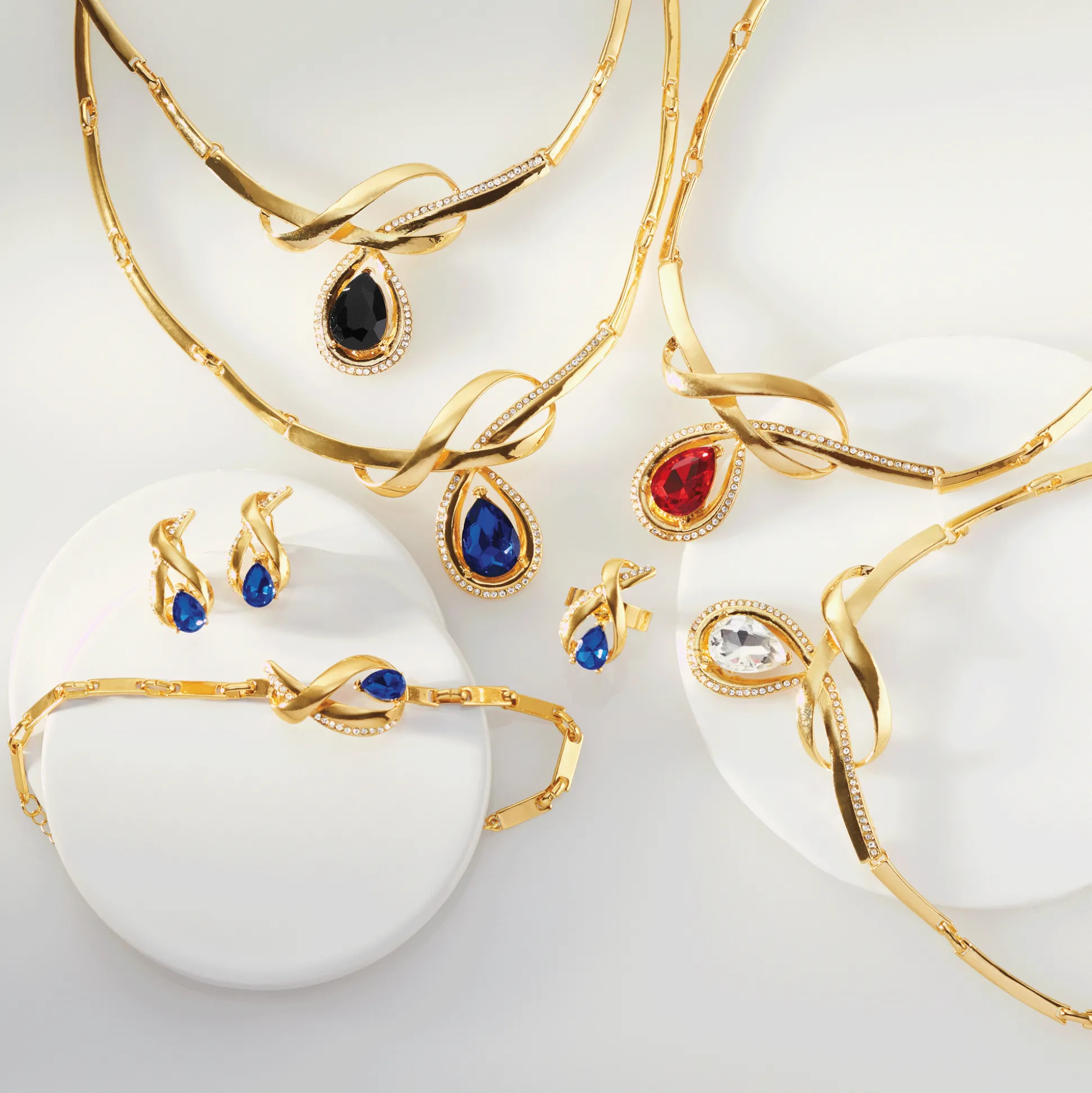Color Crystal Necklace, Bracelet, Earring & Ring Set
