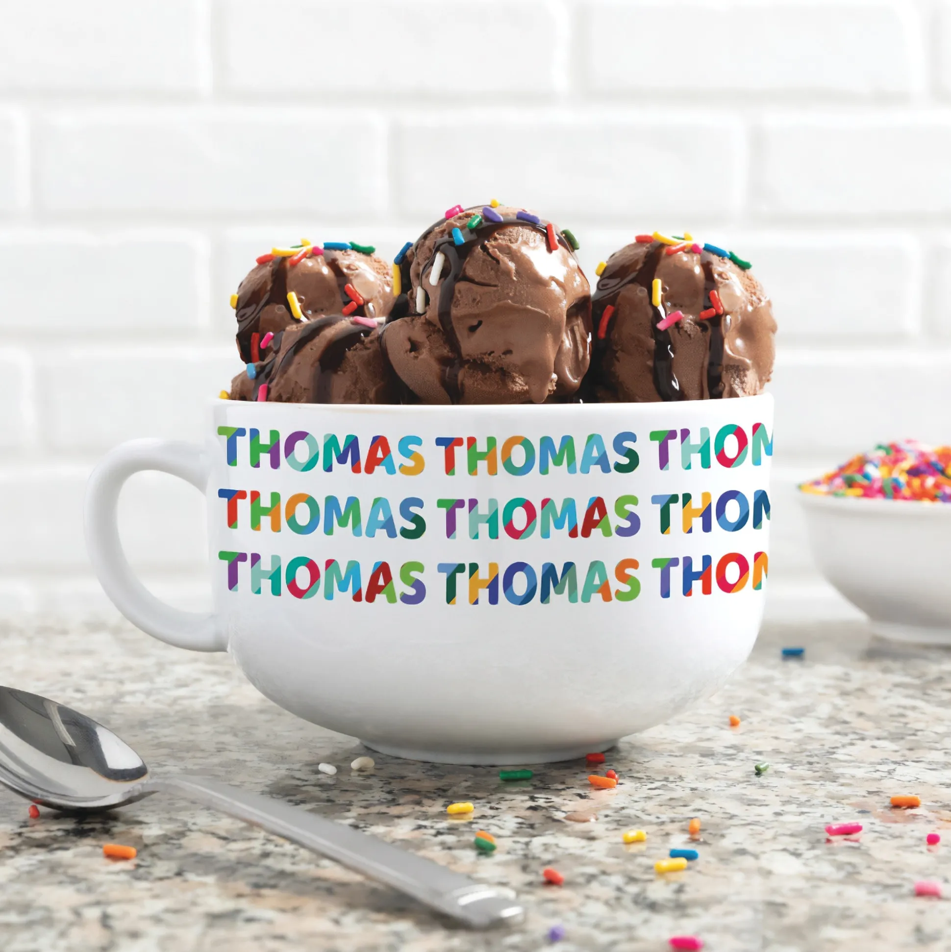 Colorful Name Pattern Personalized Ice Cream Bowl