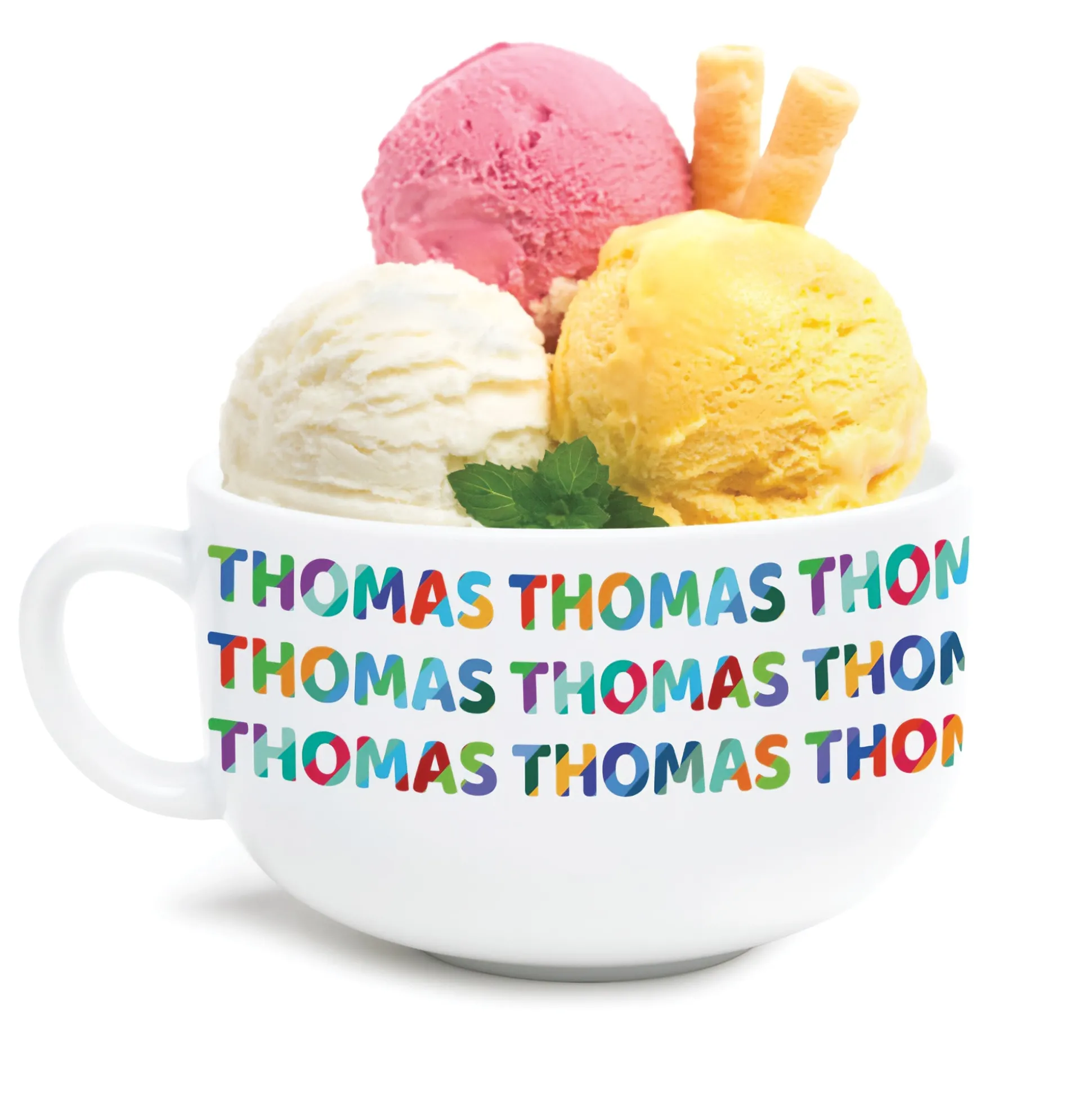 Colorful Name Pattern Personalized Ice Cream Bowl