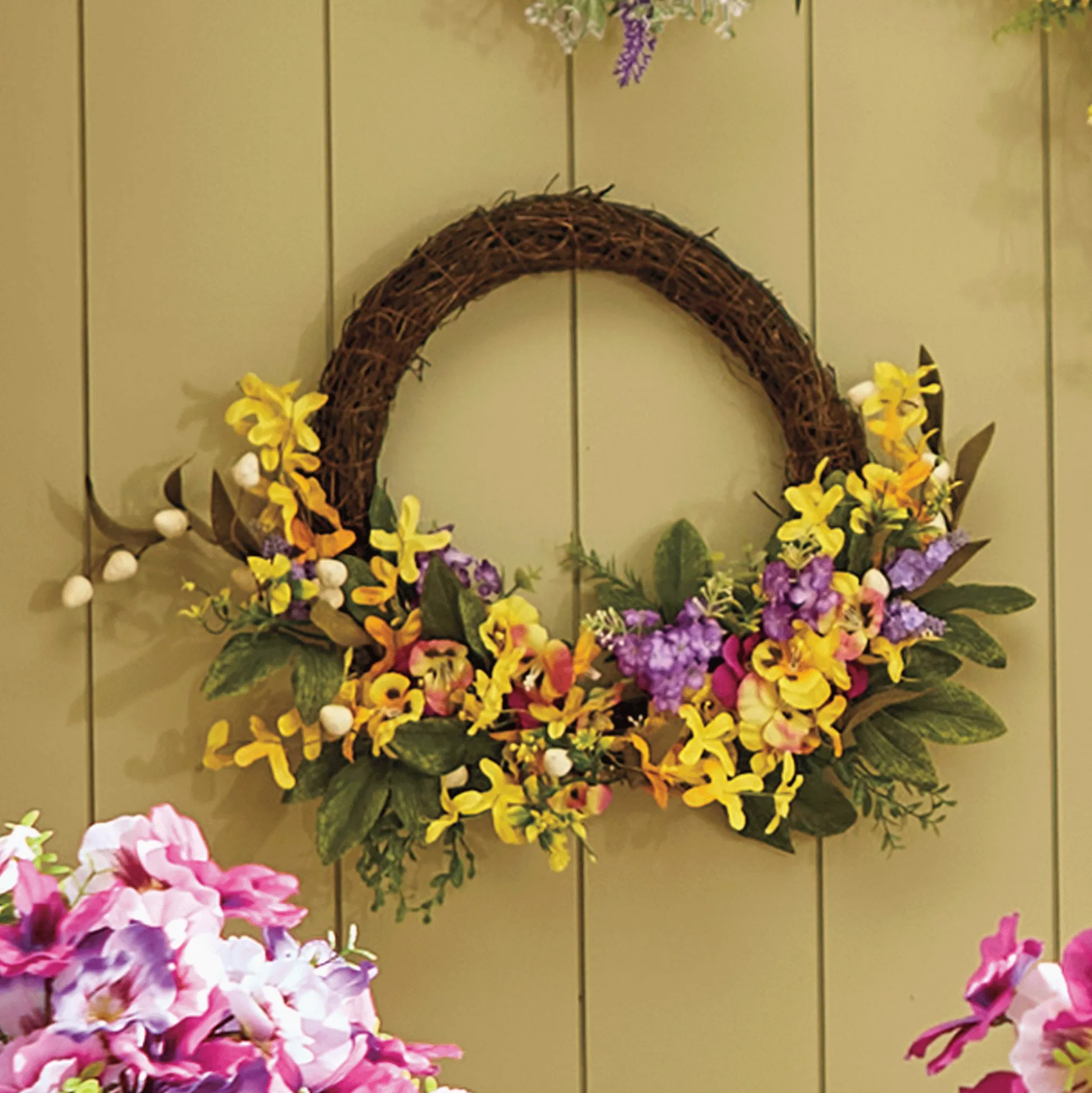 Colorful Pansy Half Wreath
