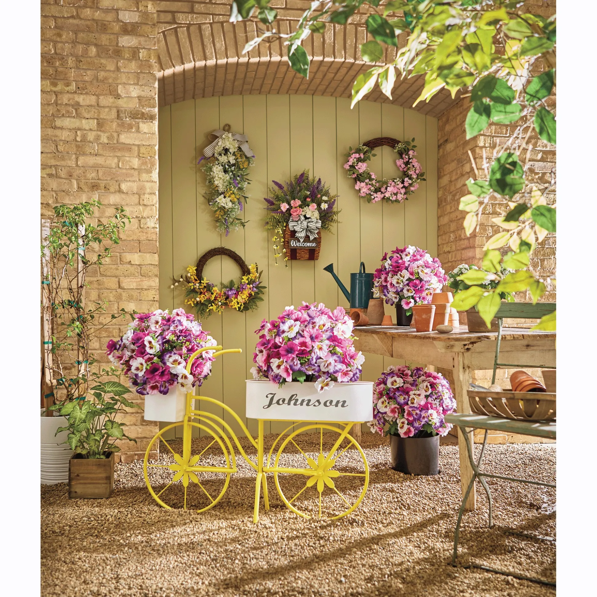 Colorful Pansy Half Wreath