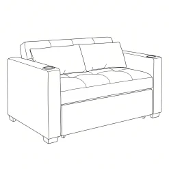 Convertible Loveseat with USB and Cupholders