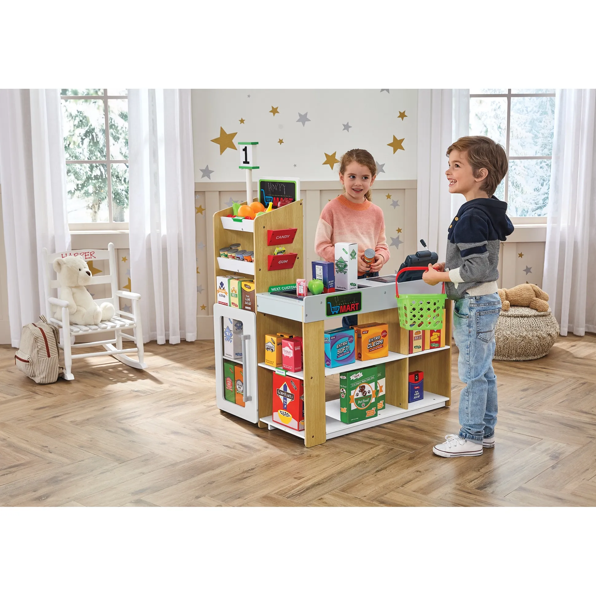 Country Supermarket Wooden Play Set with Cash Register