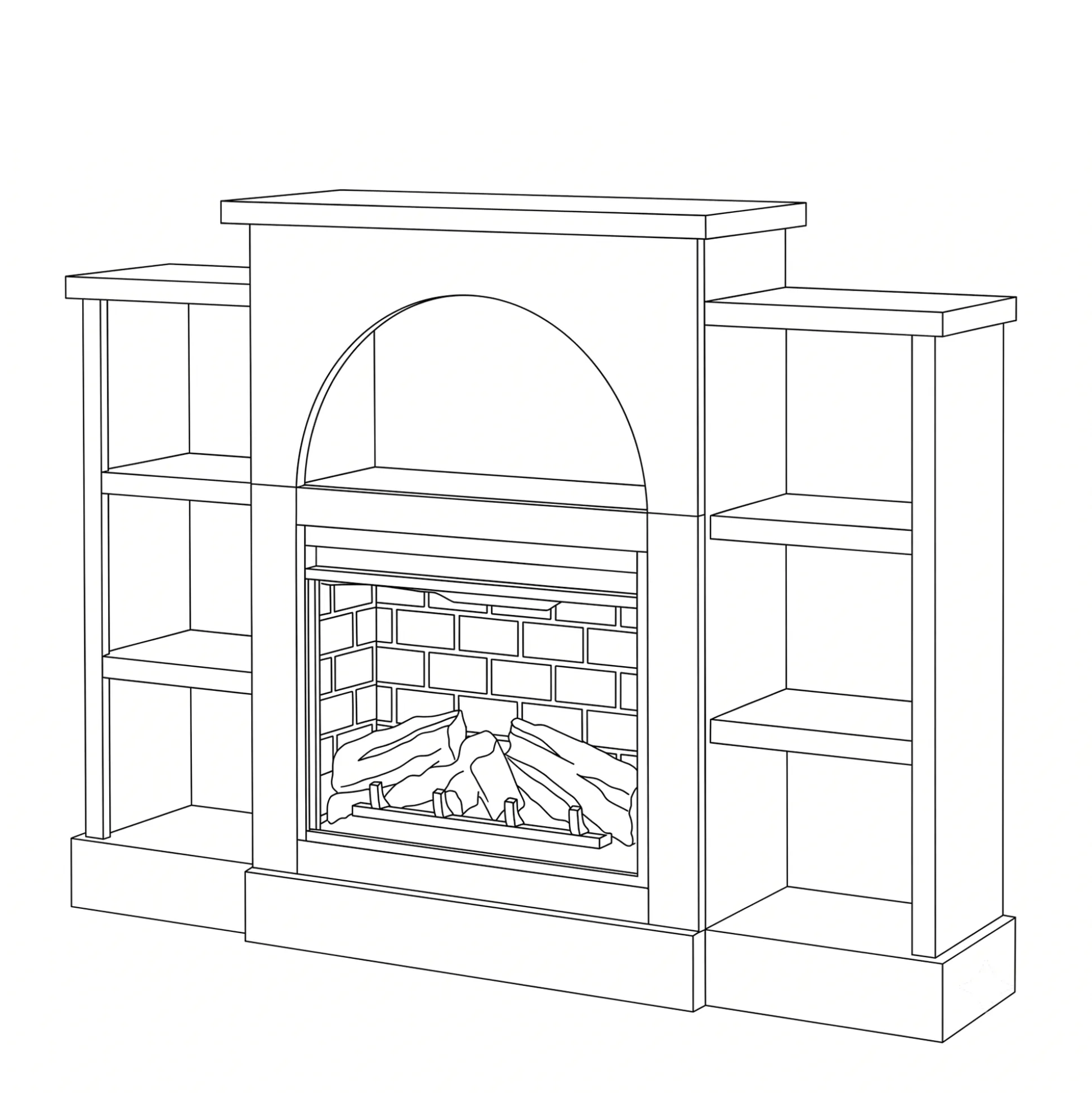 Cozette Fireplace Mantel with Built-In Bookshelves