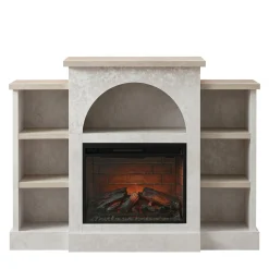 Cozette Fireplace Mantel with Built-In Bookshelves