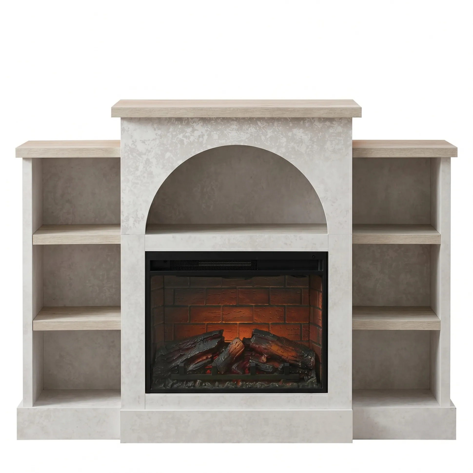 Cozette Fireplace Mantel with Built-In Bookshelves