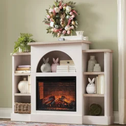 Cozette Fireplace Mantel with Built-In Bookshelves