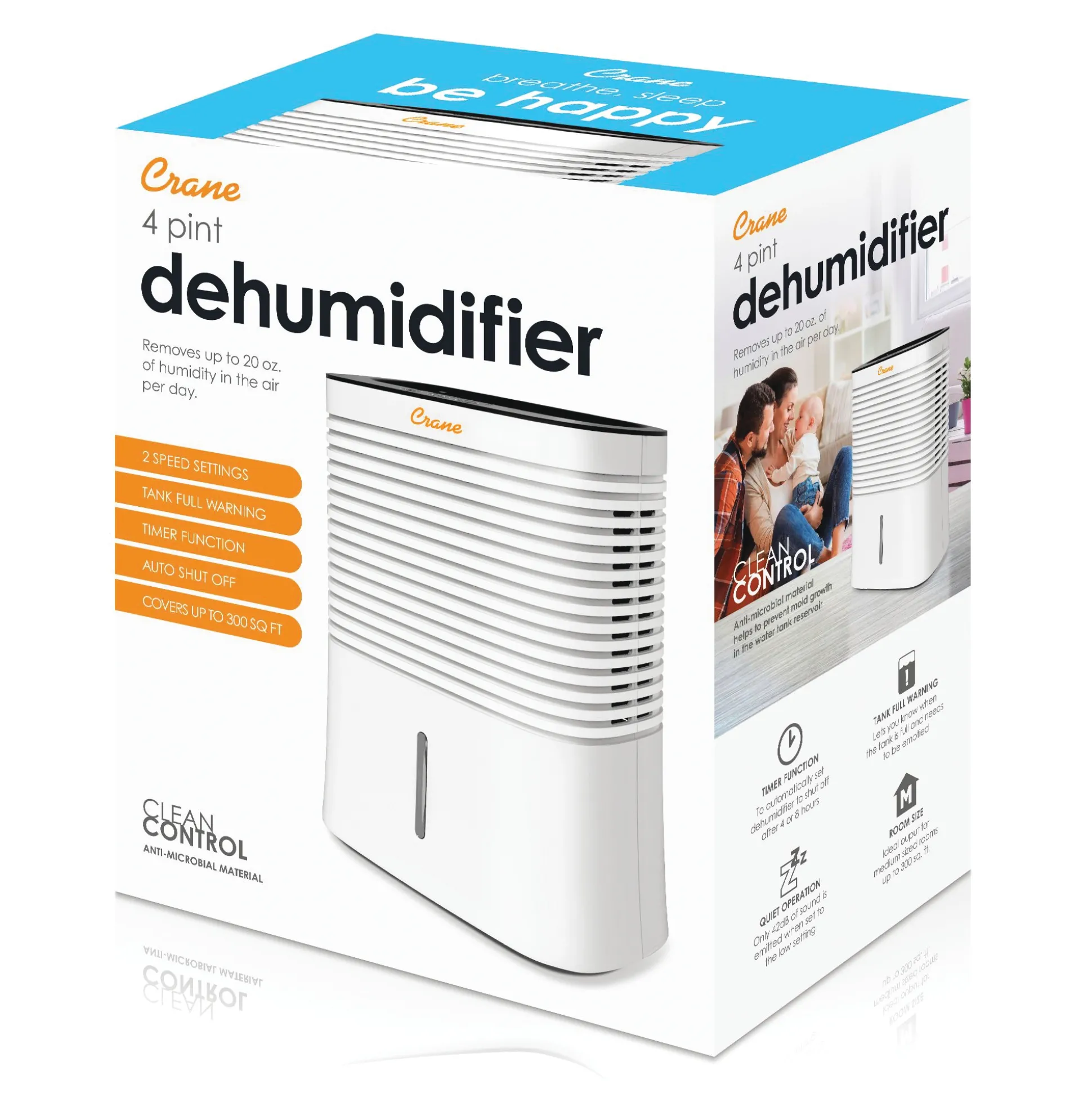 Crane 4-Pint Compact Dehumidifier