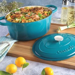 Crock Pot Artisan 7-qt. Enameled Cast Iron Oval Dutch Oven with Lid
