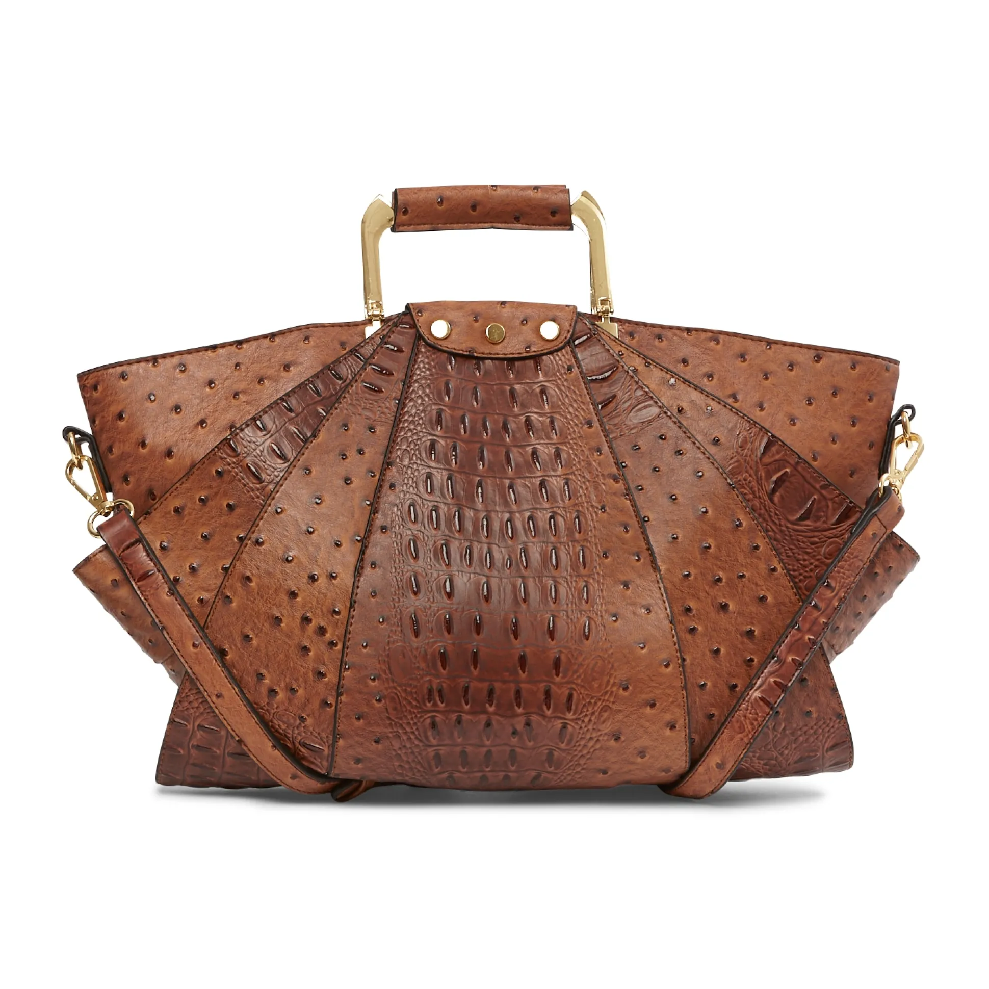 Croco Fan Handbag with Removable Strap